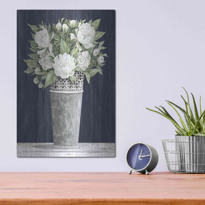Luxe Metal Art 'Punched Tin White Floral' by Cindy Jacobs, Metal Wall Art,12x16