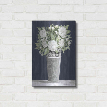 Luxe Metal Art 'Punched Tin White Floral' by Cindy Jacobs, Metal Wall Art,16x24