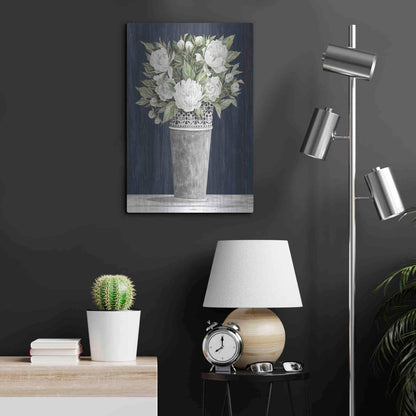 Luxe Metal Art 'Punched Tin White Floral' by Cindy Jacobs, Metal Wall Art,16x24