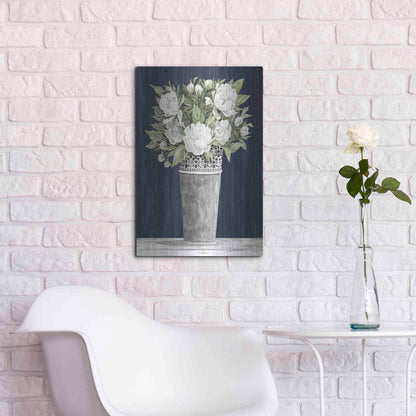 Luxe Metal Art 'Punched Tin White Floral' by Cindy Jacobs, Metal Wall Art,16x24