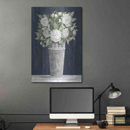 Luxe Metal Art 'Punched Tin White Floral' by Cindy Jacobs, Metal Wall Art,24x36