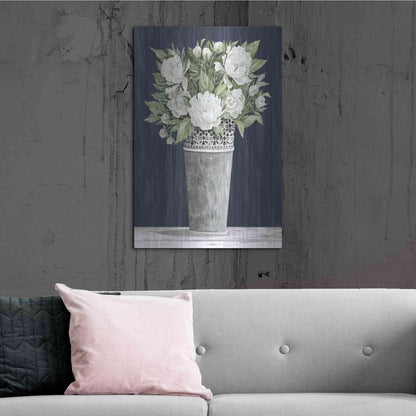 Luxe Metal Art 'Punched Tin White Floral' by Cindy Jacobs, Metal Wall Art,24x36