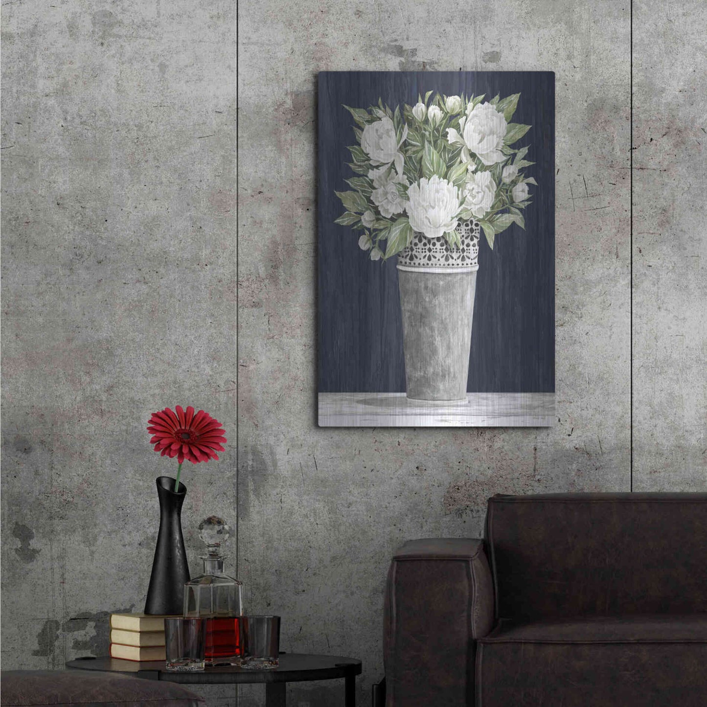 Luxe Metal Art 'Punched Tin White Floral' by Cindy Jacobs, Metal Wall Art,24x36