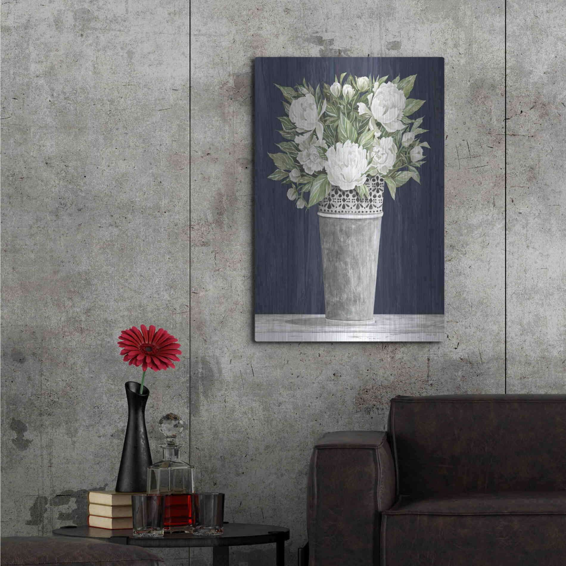 Luxe Metal Art 'Punched Tin White Floral' by Cindy Jacobs, Metal Wall Art,24x36