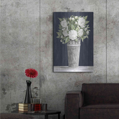Luxe Metal Art 'Punched Tin White Floral' by Cindy Jacobs, Metal Wall Art,24x36