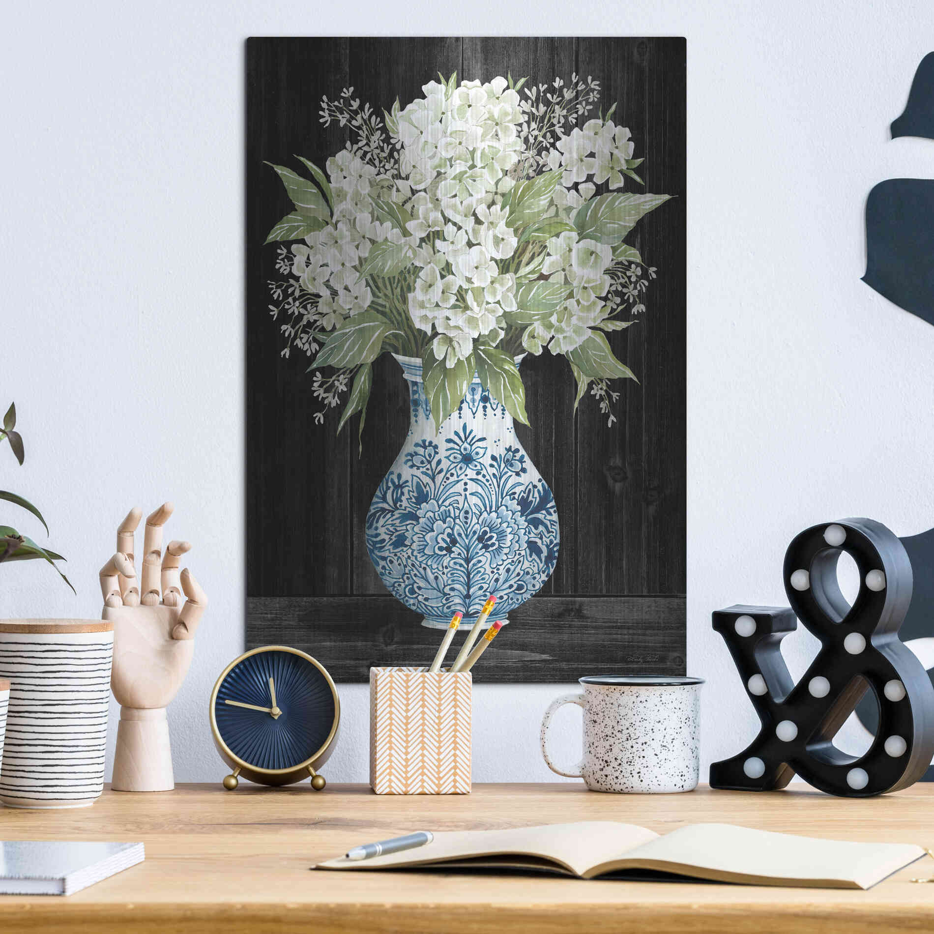 Luxe Metal Art 'Hydrangea Elegance' by Cindy Jacobs, Metal Wall Art,12x16
