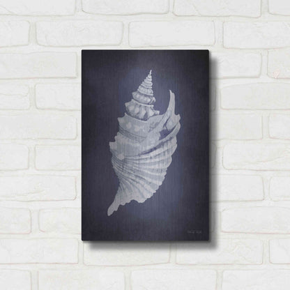 Luxe Metal Art 'Blue Seashell I' by Cindy Jacobs, Metal Wall Art,12x16