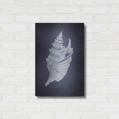 Luxe Metal Art 'Blue Seashell I' by Cindy Jacobs, Metal Wall Art,16x24