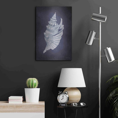 Luxe Metal Art 'Blue Seashell I' by Cindy Jacobs, Metal Wall Art,16x24