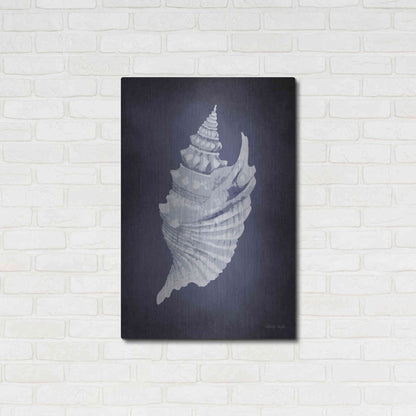 Luxe Metal Art 'Blue Seashell I' by Cindy Jacobs, Metal Wall Art,24x36