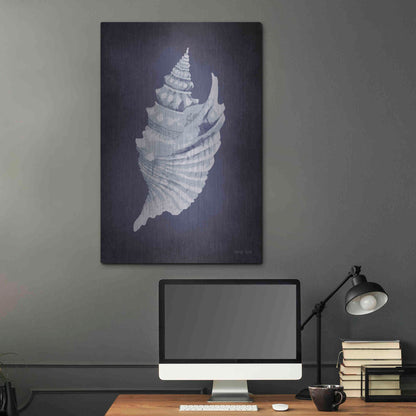 Luxe Metal Art 'Blue Seashell I' by Cindy Jacobs, Metal Wall Art,24x36