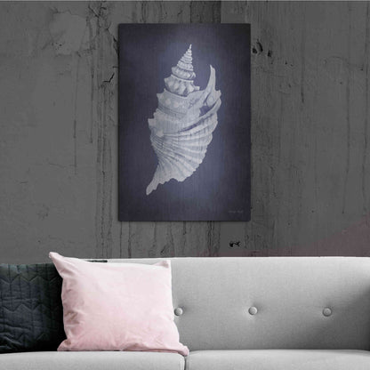 Luxe Metal Art 'Blue Seashell I' by Cindy Jacobs, Metal Wall Art,24x36