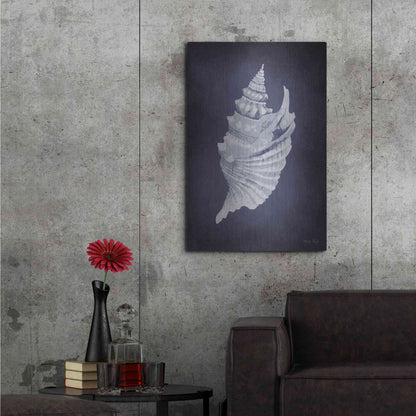 Luxe Metal Art 'Blue Seashell I' by Cindy Jacobs, Metal Wall Art,24x36