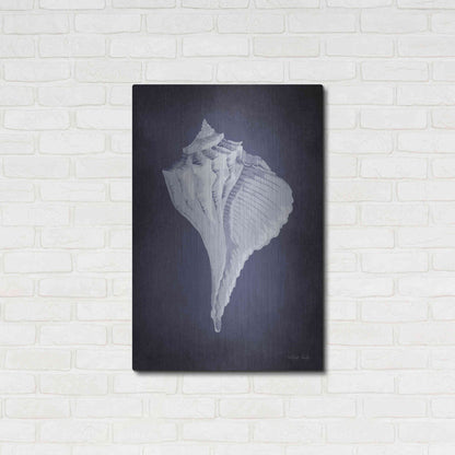 Luxe Metal Art 'Blue Seashell II' by Cindy Jacobs, Metal Wall Art,24x36