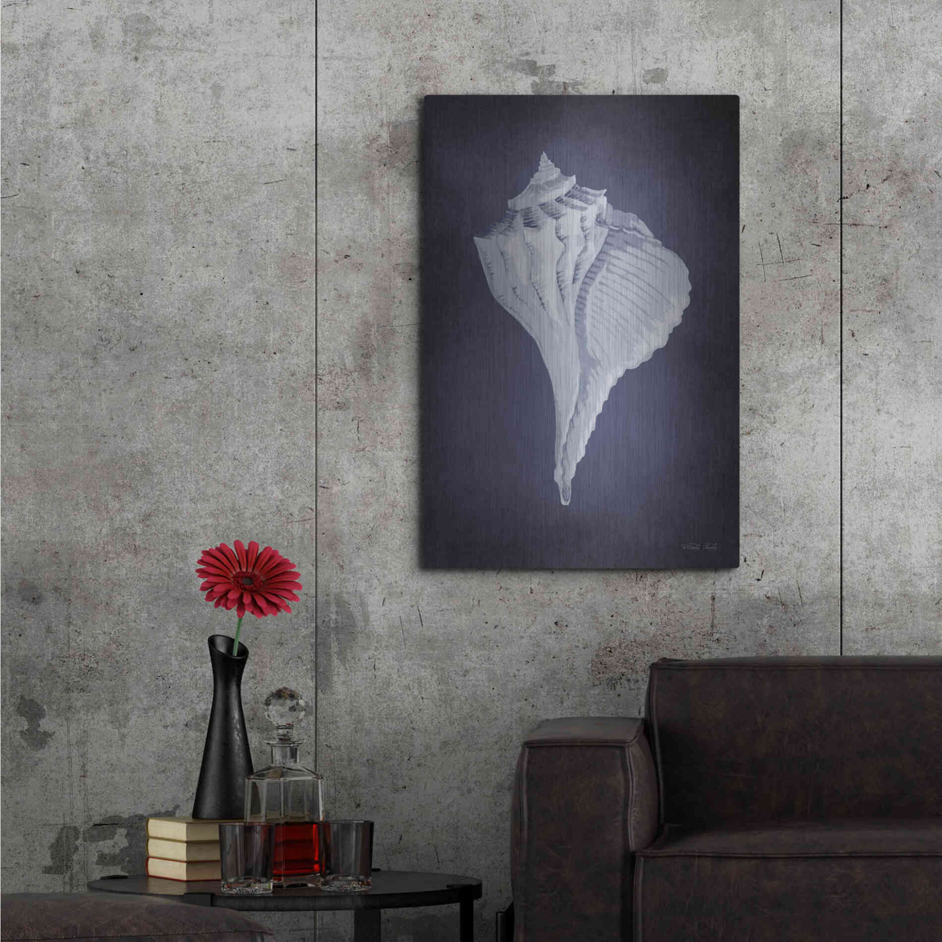 Luxe Metal Art 'Blue Seashell II' by Cindy Jacobs, Metal Wall Art,24x36