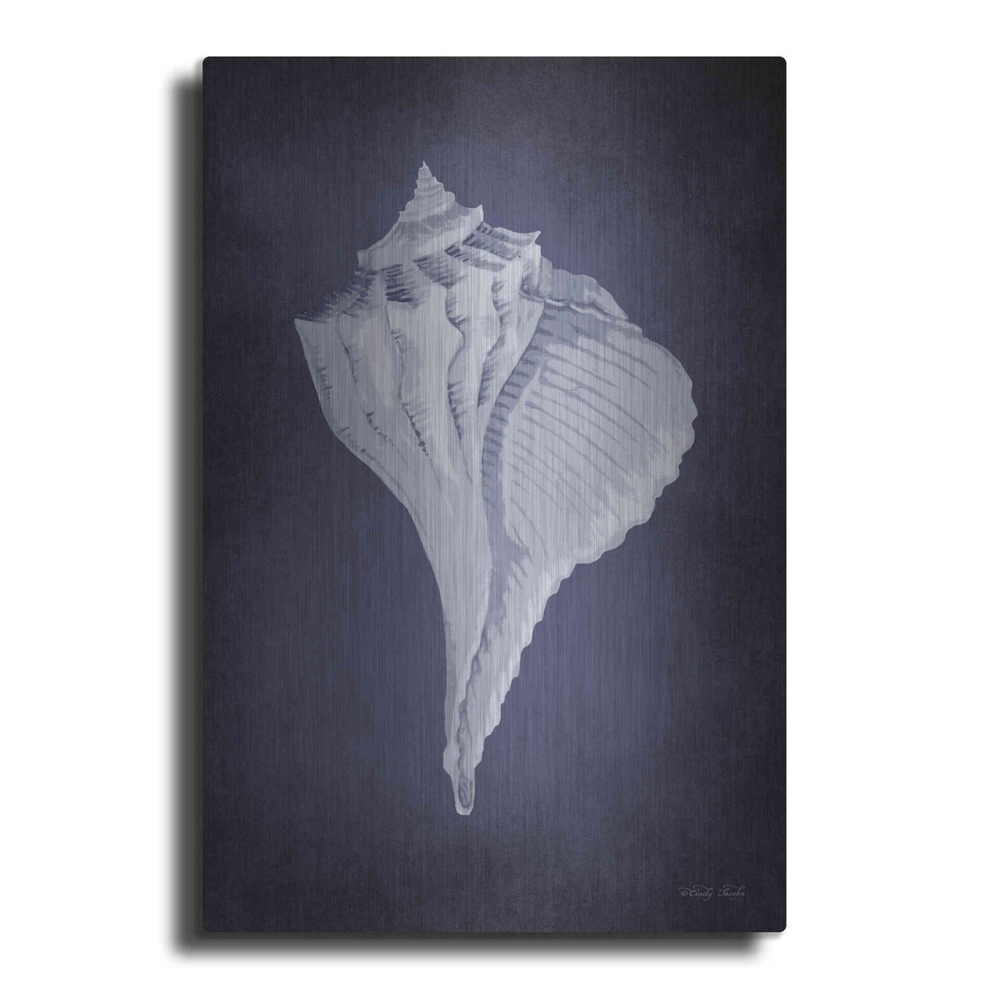 Luxe Metal Art 'Blue Seashell II' by Cindy Jacobs, Metal Wall Art