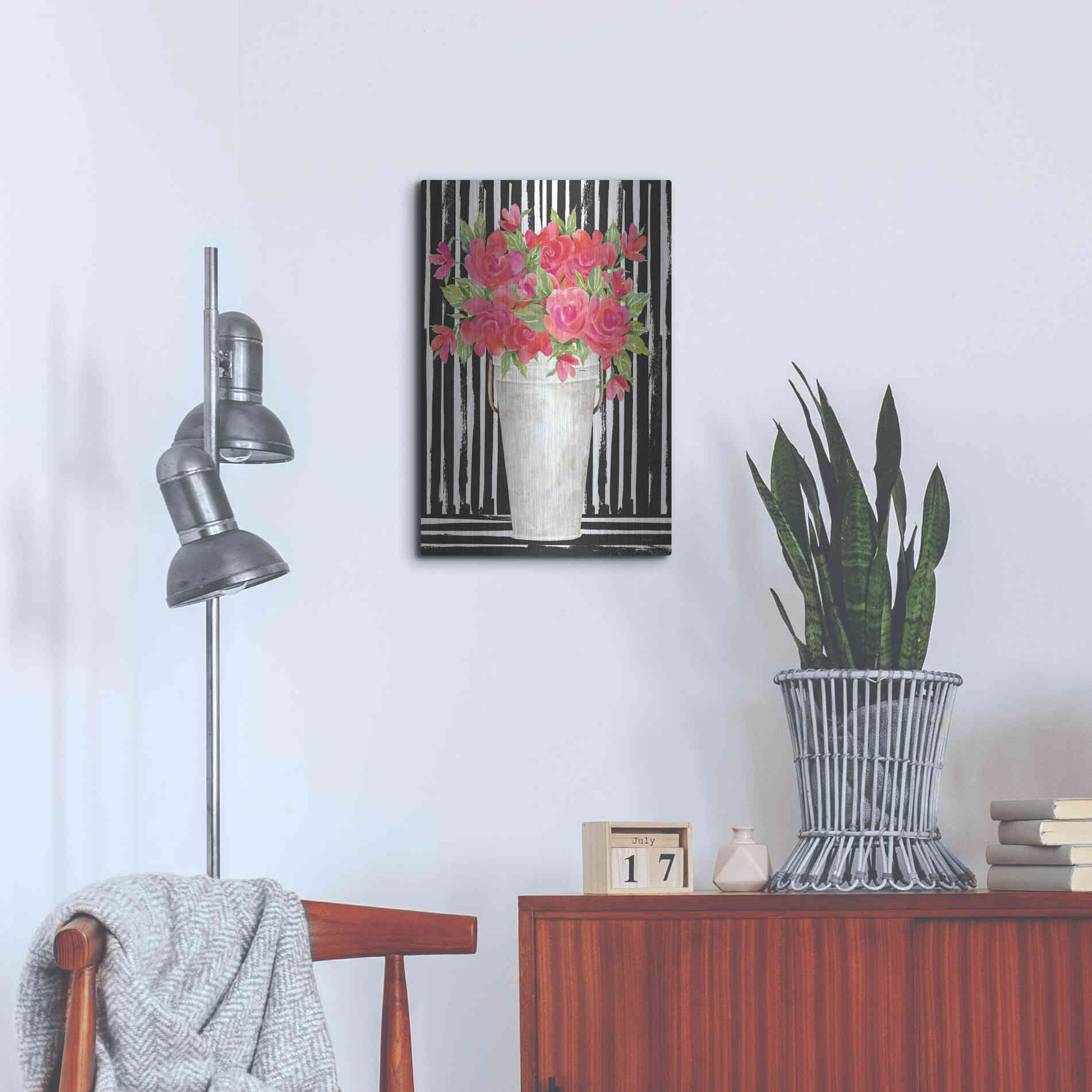 Luxe Metal Art 'Fuchsias I' by Cindy Jacobs, Metal Wall Art,16x24