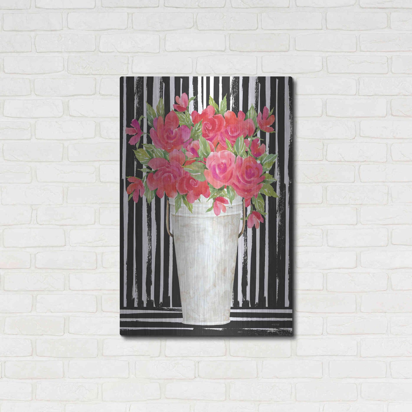 Luxe Metal Art 'Fuchsias I' by Cindy Jacobs, Metal Wall Art,24x36