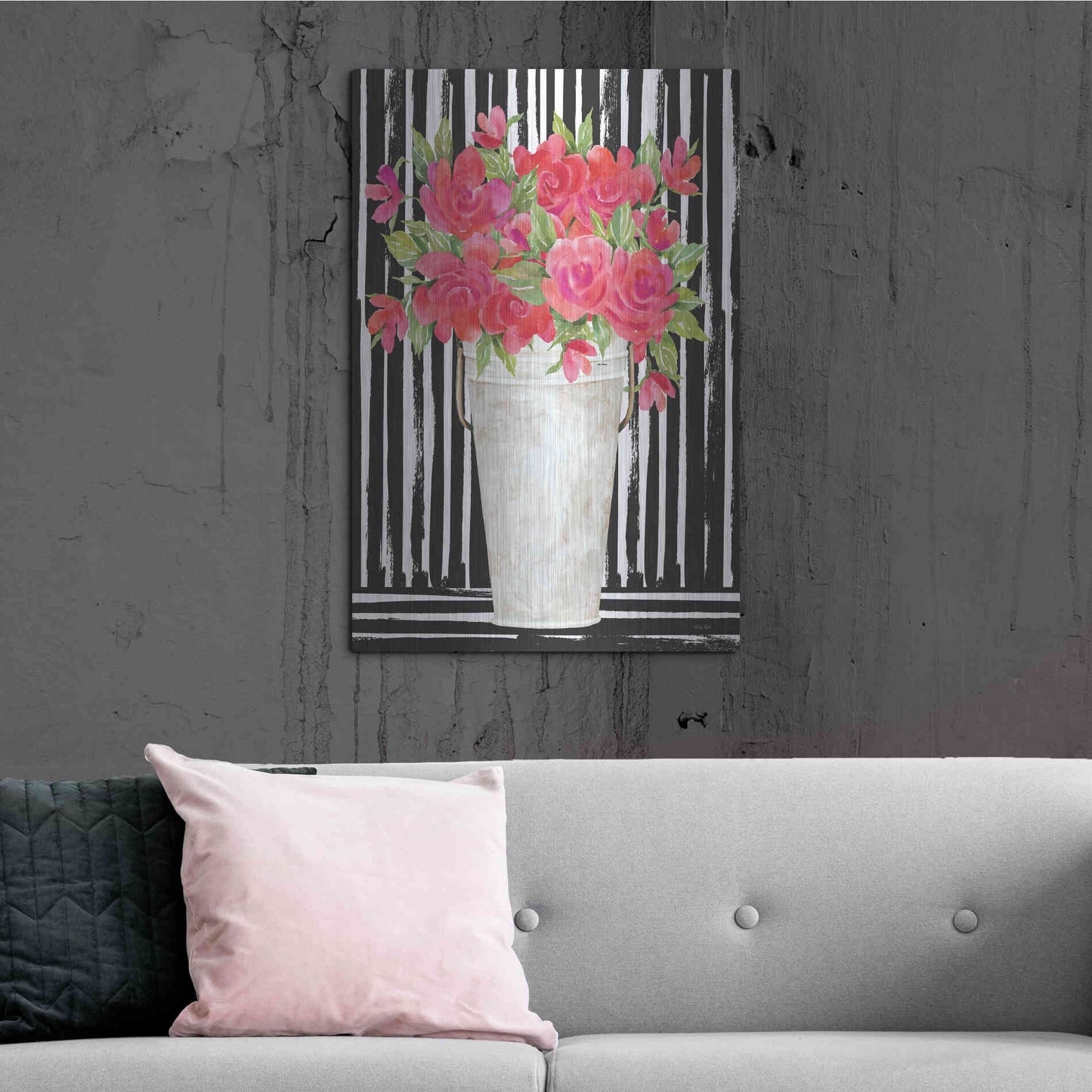 Luxe Metal Art 'Fuchsias I' by Cindy Jacobs, Metal Wall Art,24x36