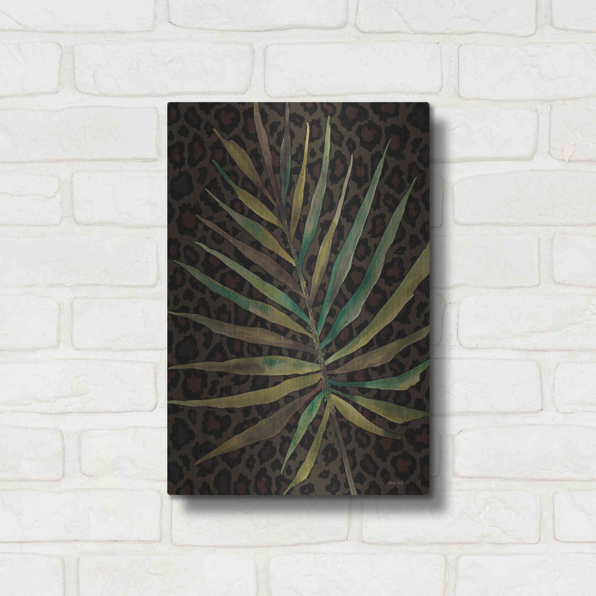 Luxe Metal Art 'Areca Leaf' by Cindy Jacobs, Metal Wall Art,12x16