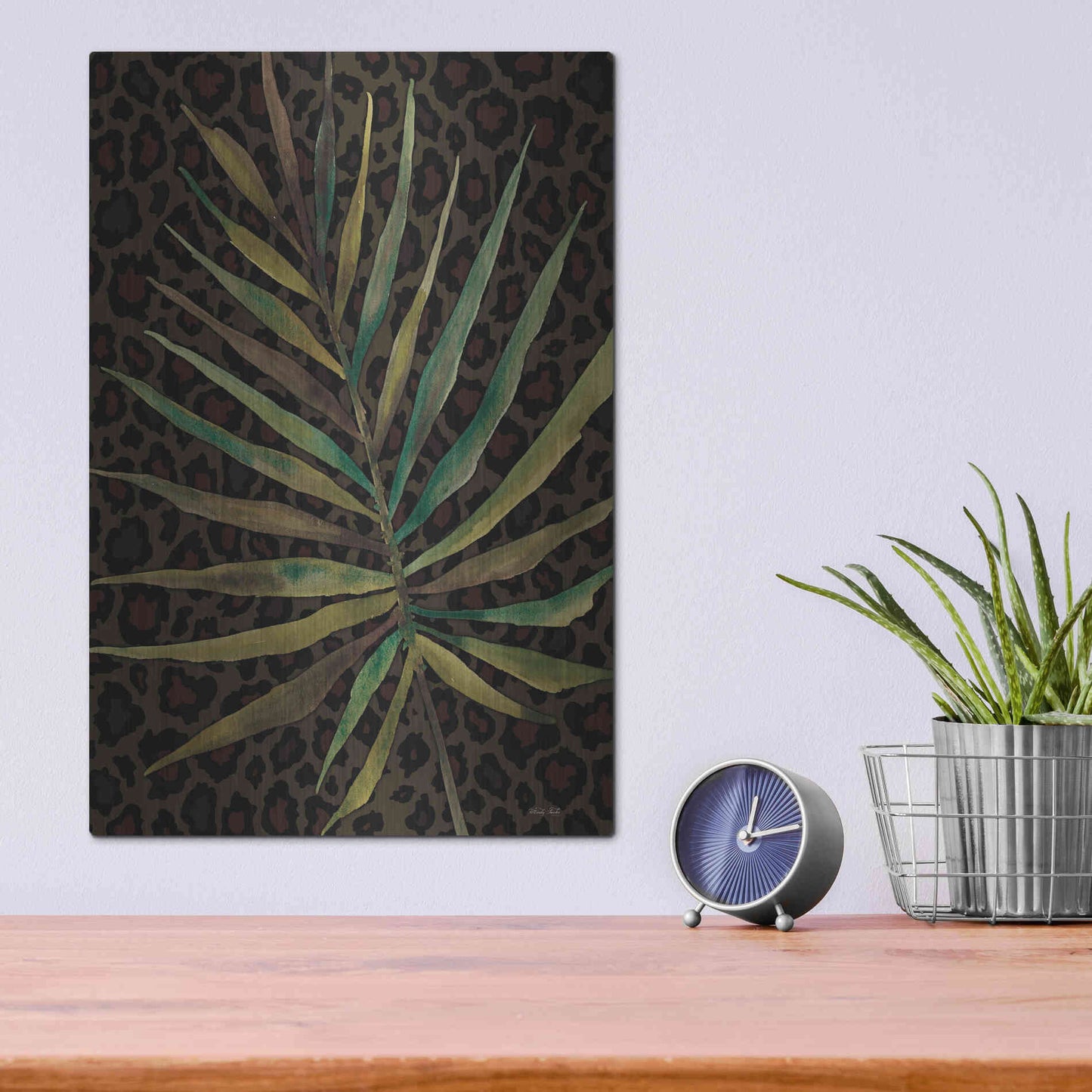 Luxe Metal Art 'Areca Leaf' by Cindy Jacobs, Metal Wall Art,12x16
