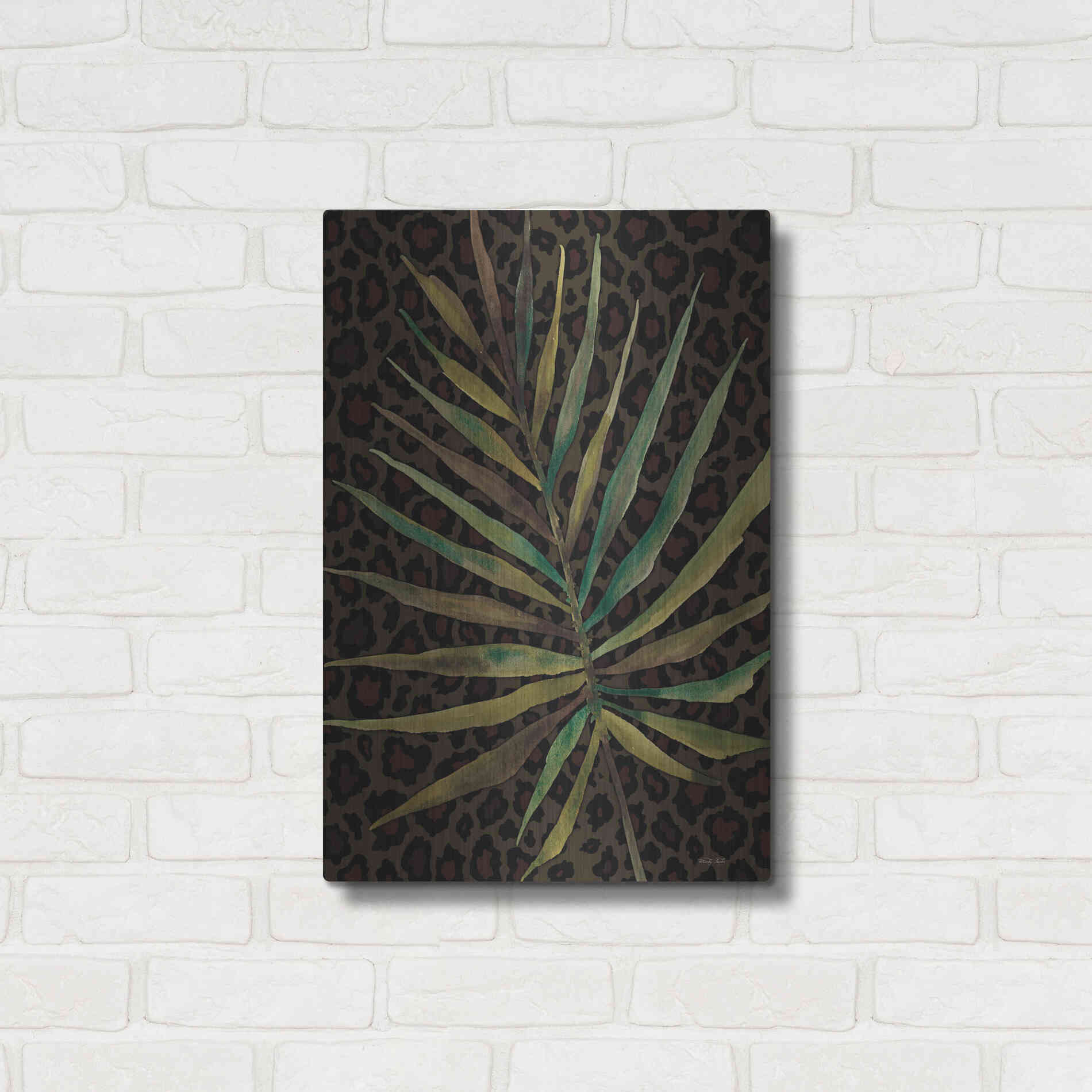 Luxe Metal Art 'Areca Leaf' by Cindy Jacobs, Metal Wall Art,16x24