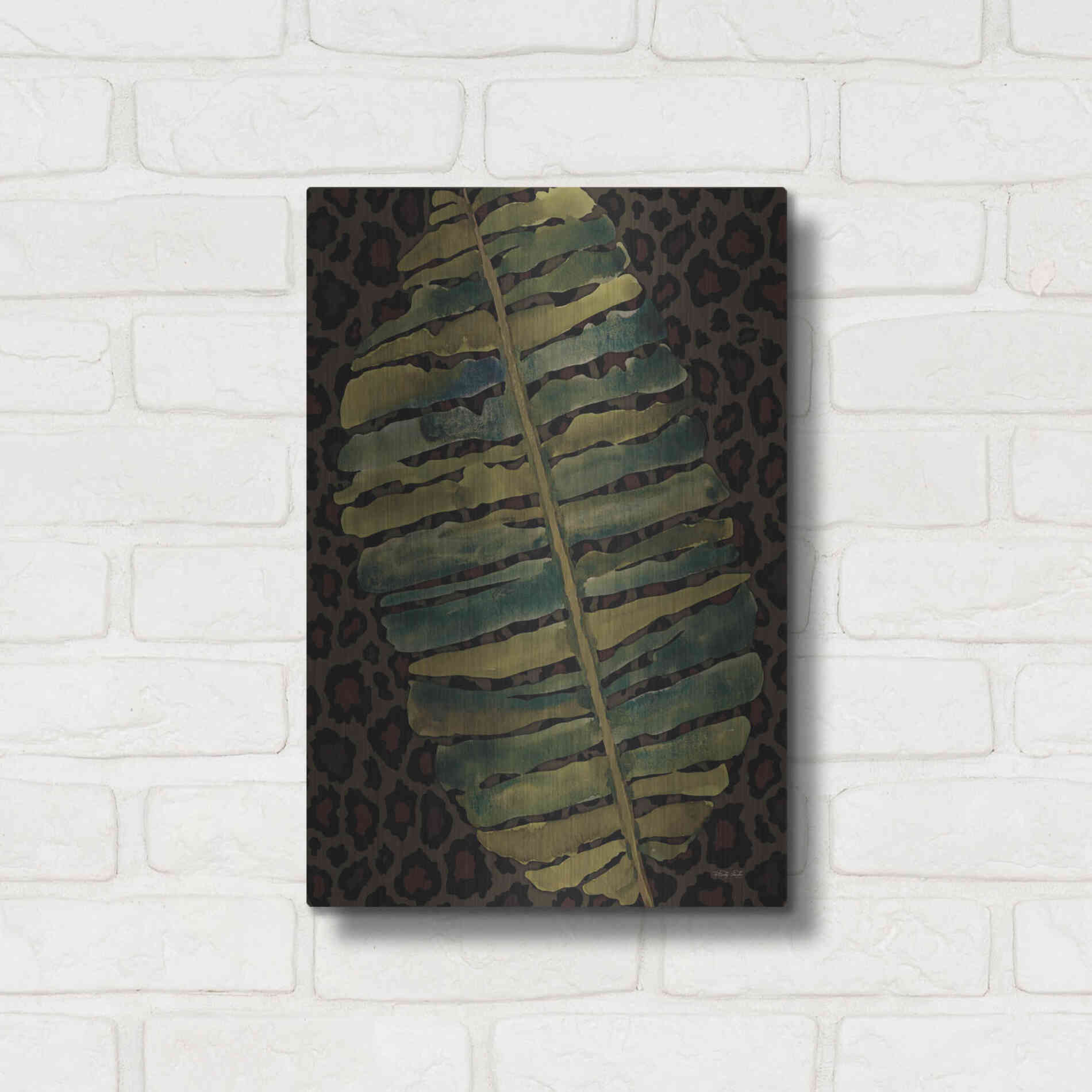 Luxe Metal Art 'Banana Leaf' by Cindy Jacobs, Metal Wall Art,12x16