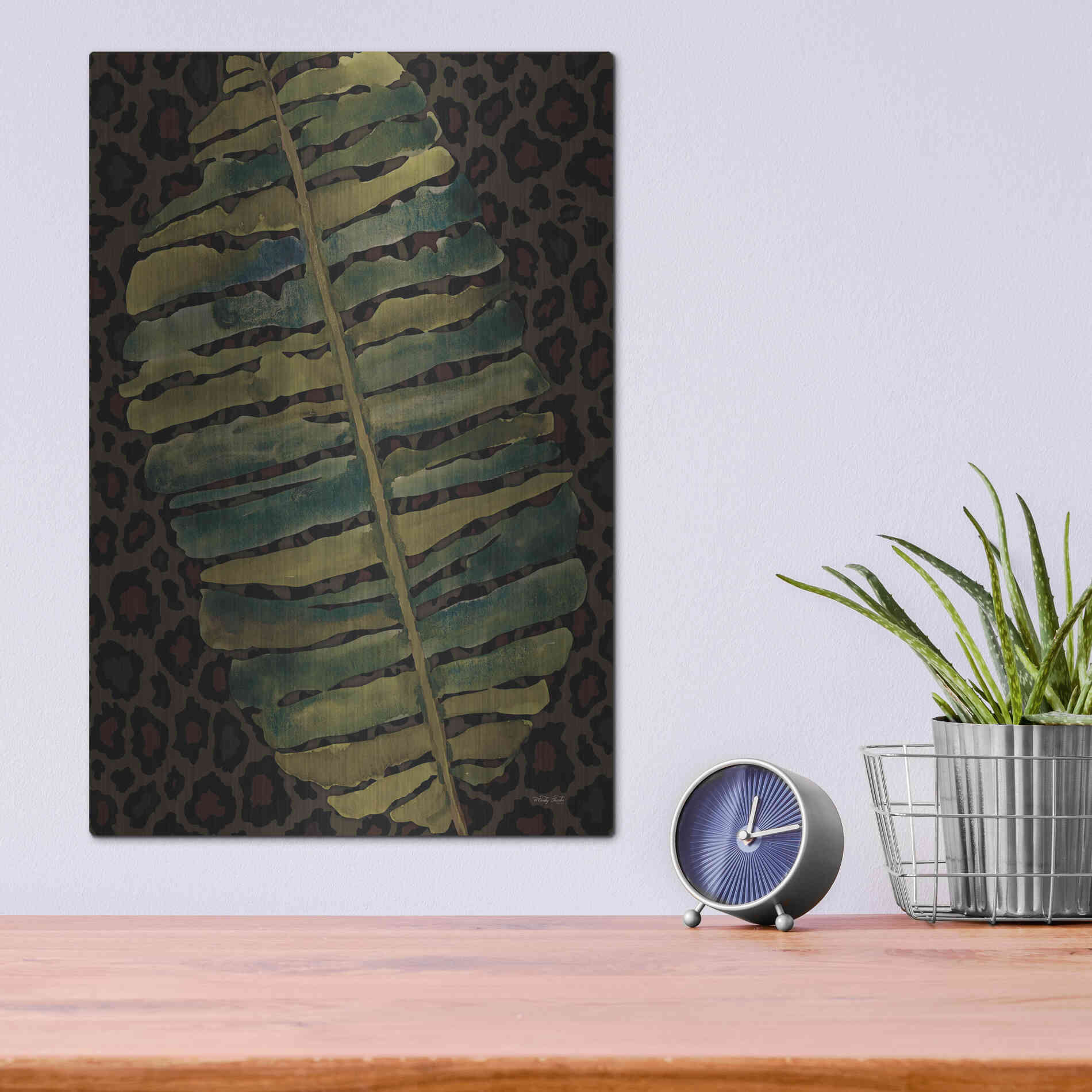Luxe Metal Art 'Banana Leaf' by Cindy Jacobs, Metal Wall Art,12x16