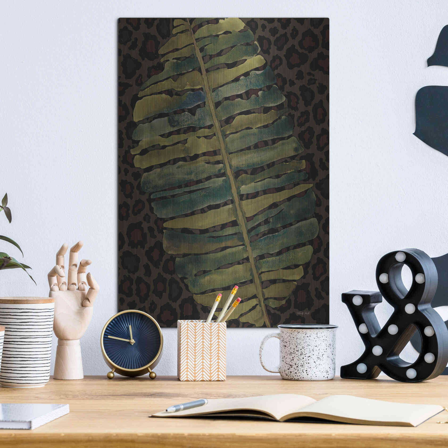 Luxe Metal Art 'Banana Leaf' by Cindy Jacobs, Metal Wall Art,12x16