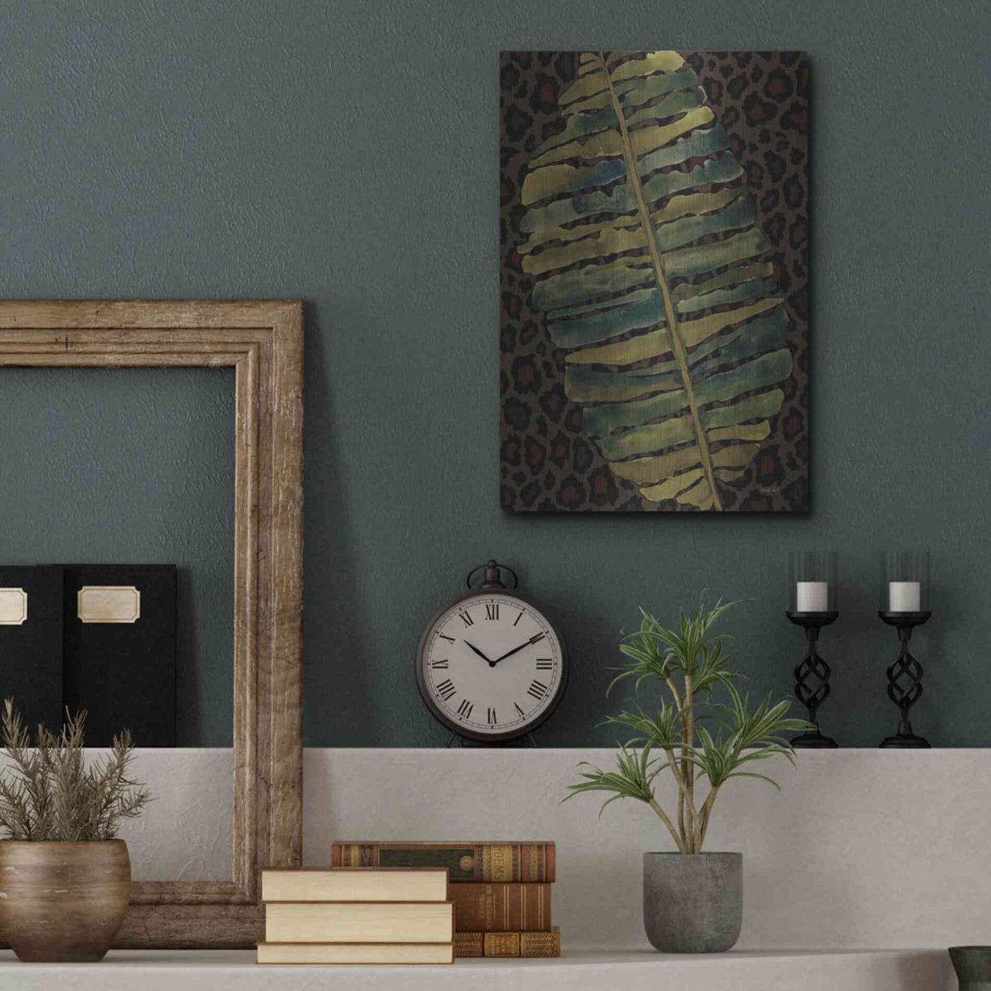 Luxe Metal Art 'Banana Leaf' by Cindy Jacobs, Metal Wall Art,12x16