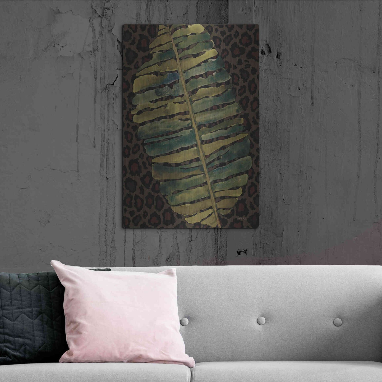 Luxe Metal Art 'Banana Leaf' by Cindy Jacobs, Metal Wall Art,24x36