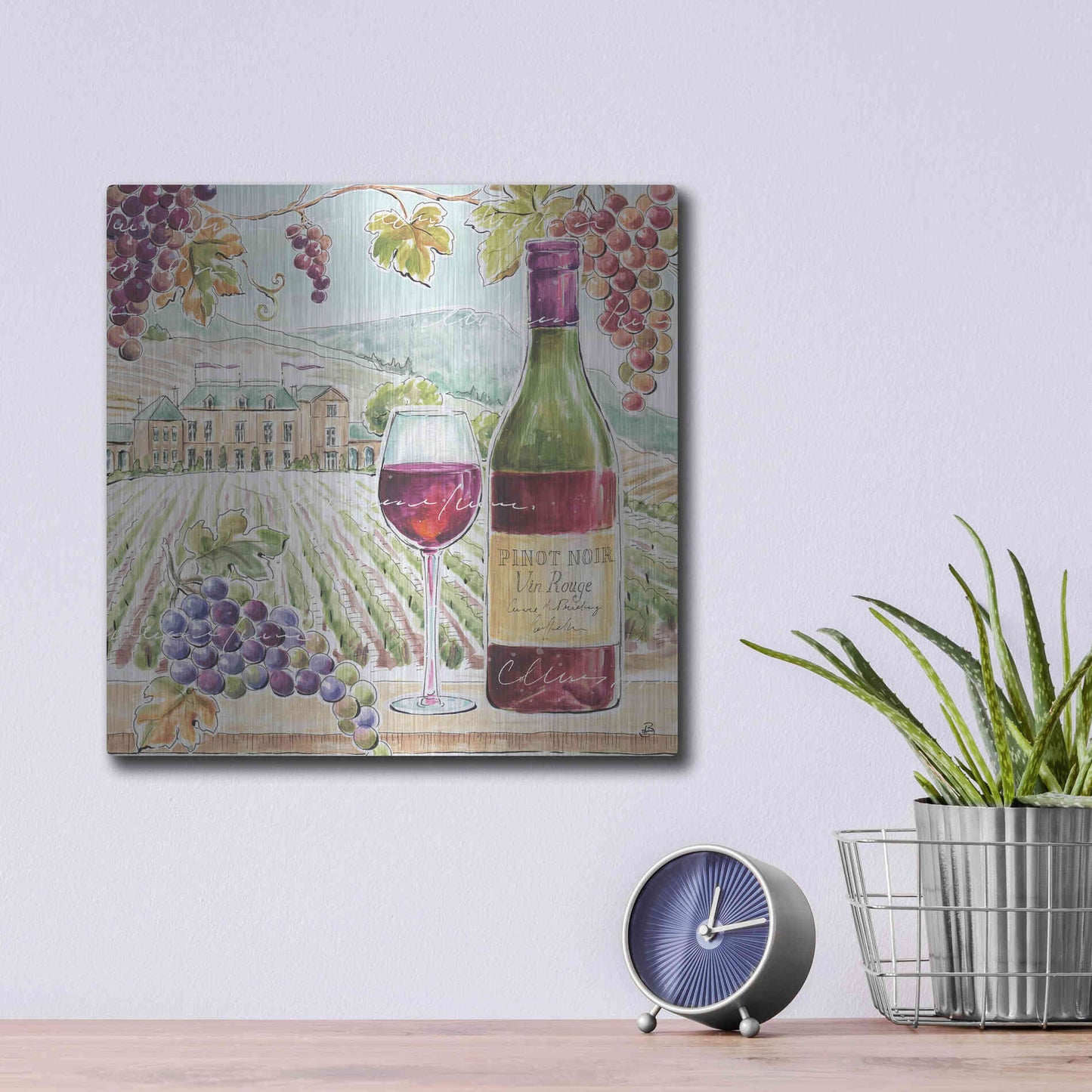 Luxe Metal Art 'Wine Country IV' by Daphne Brissonet, Metal Wall Art,12x12