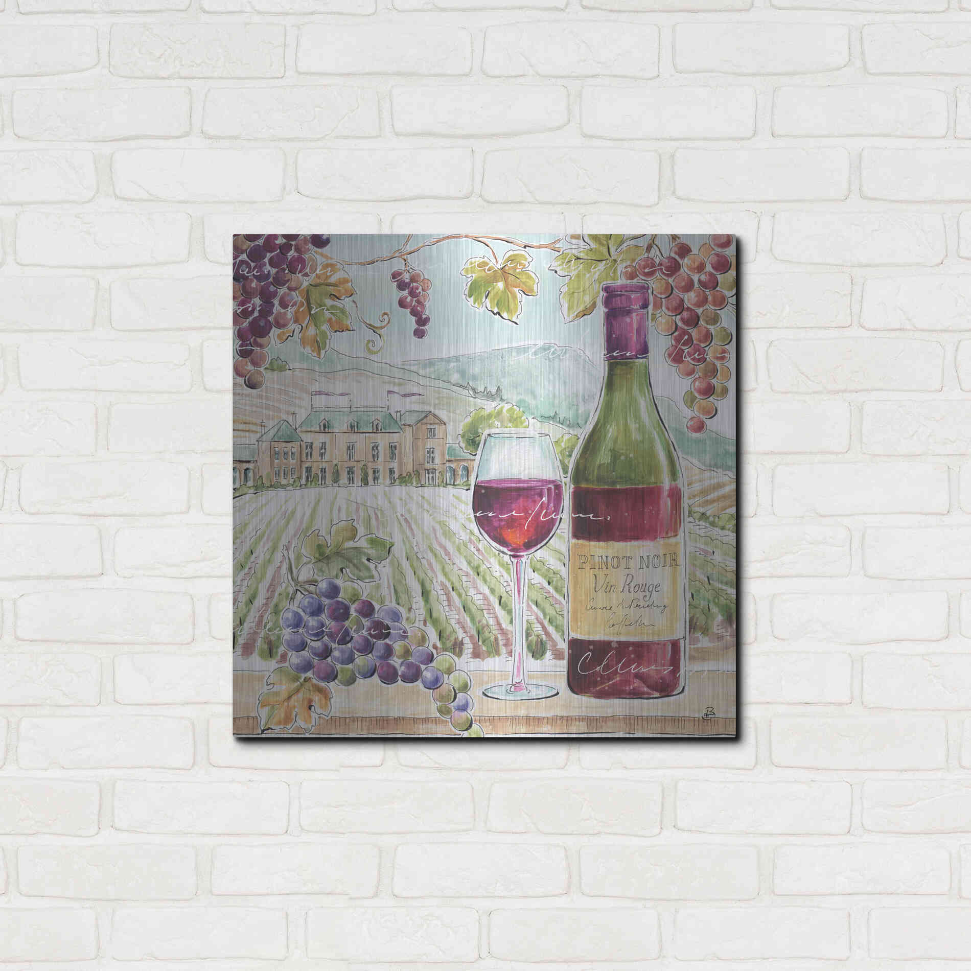 Luxe Metal Art 'Wine Country IV' by Daphne Brissonet, Metal Wall Art,24x24