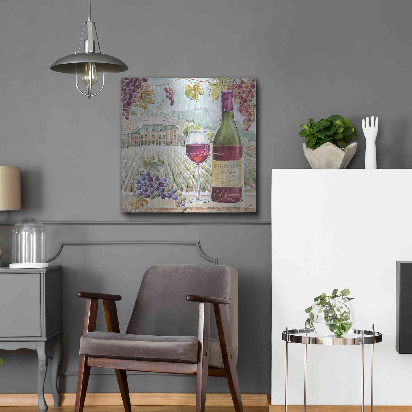 Luxe Metal Art 'Wine Country IV' by Daphne Brissonet, Metal Wall Art,24x24