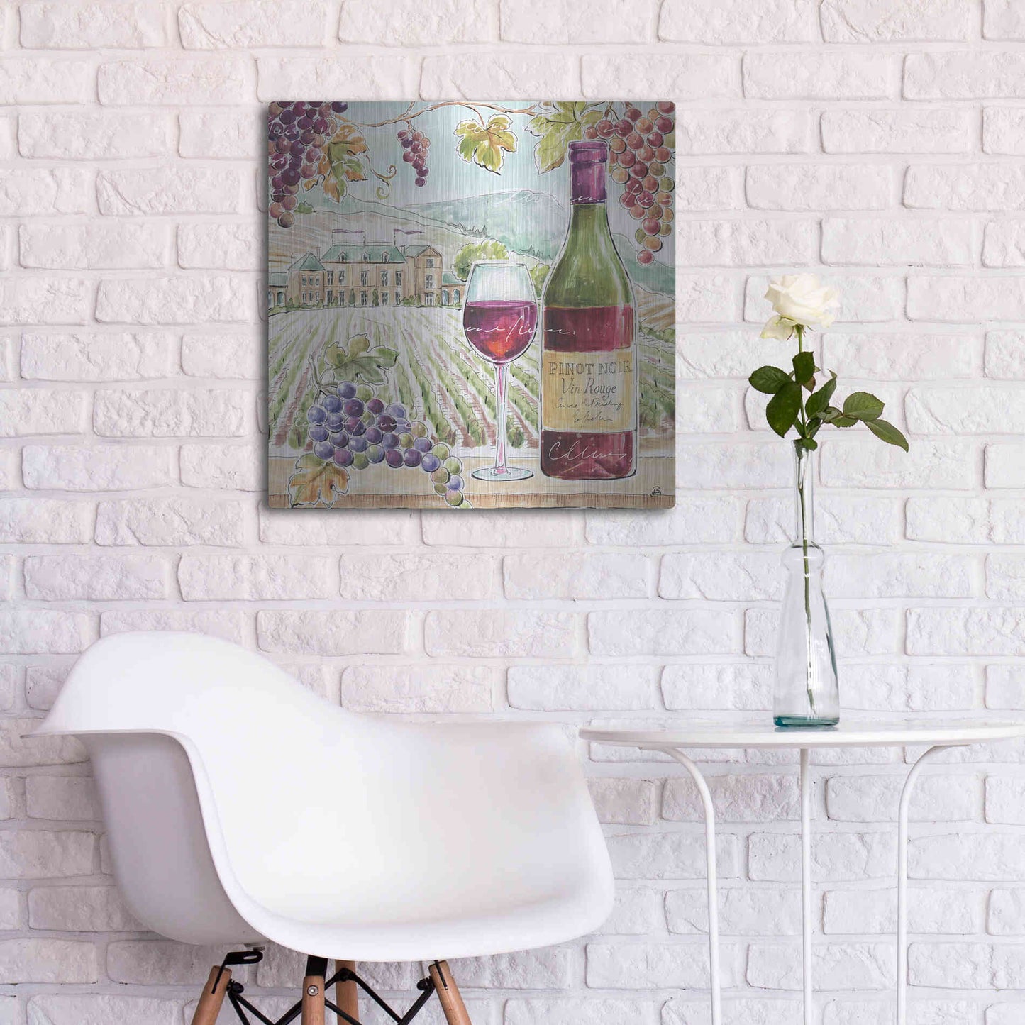 Luxe Metal Art 'Wine Country IV' by Daphne Brissonet, Metal Wall Art,24x24