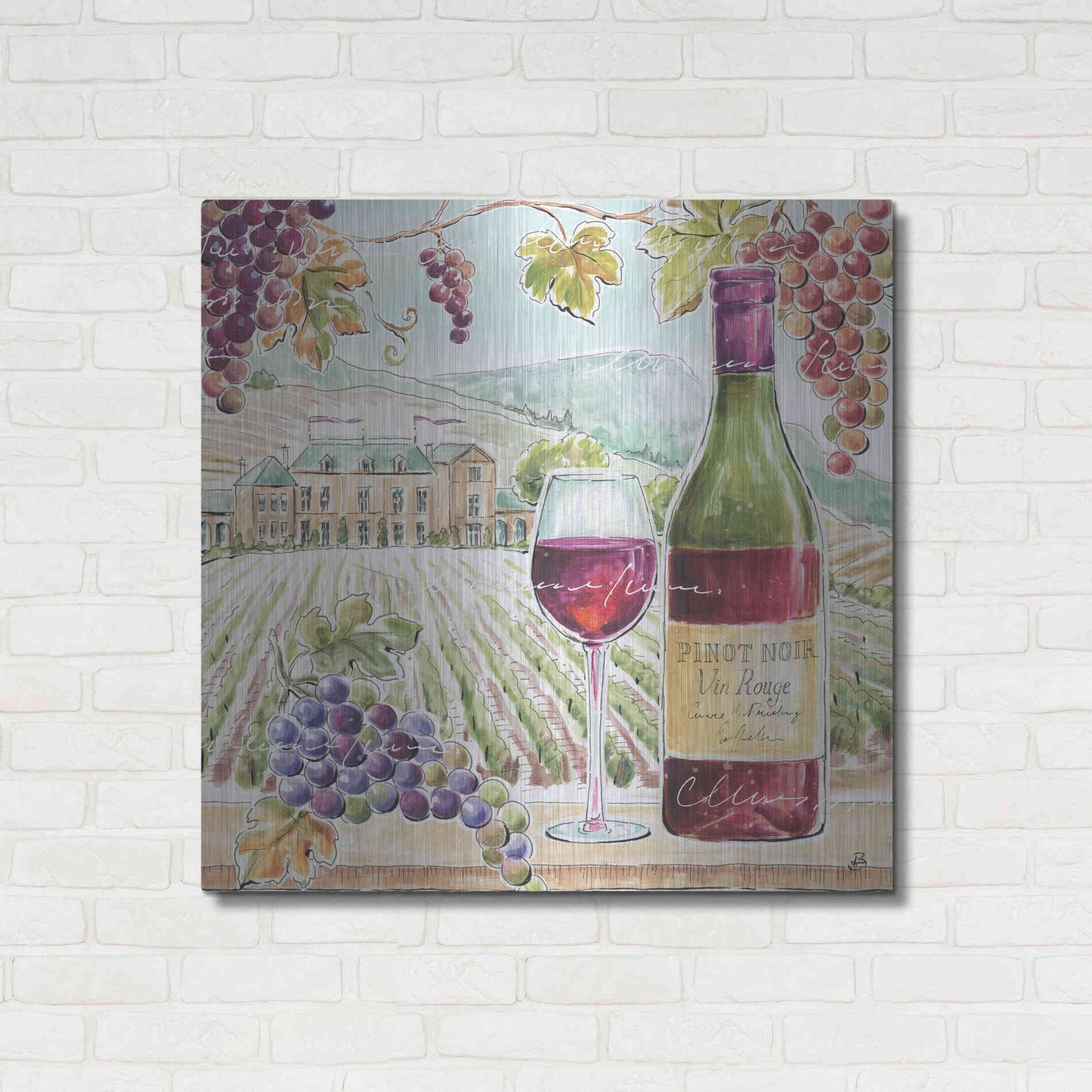 Luxe Metal Art 'Wine Country IV' by Daphne Brissonet, Metal Wall Art,36x36
