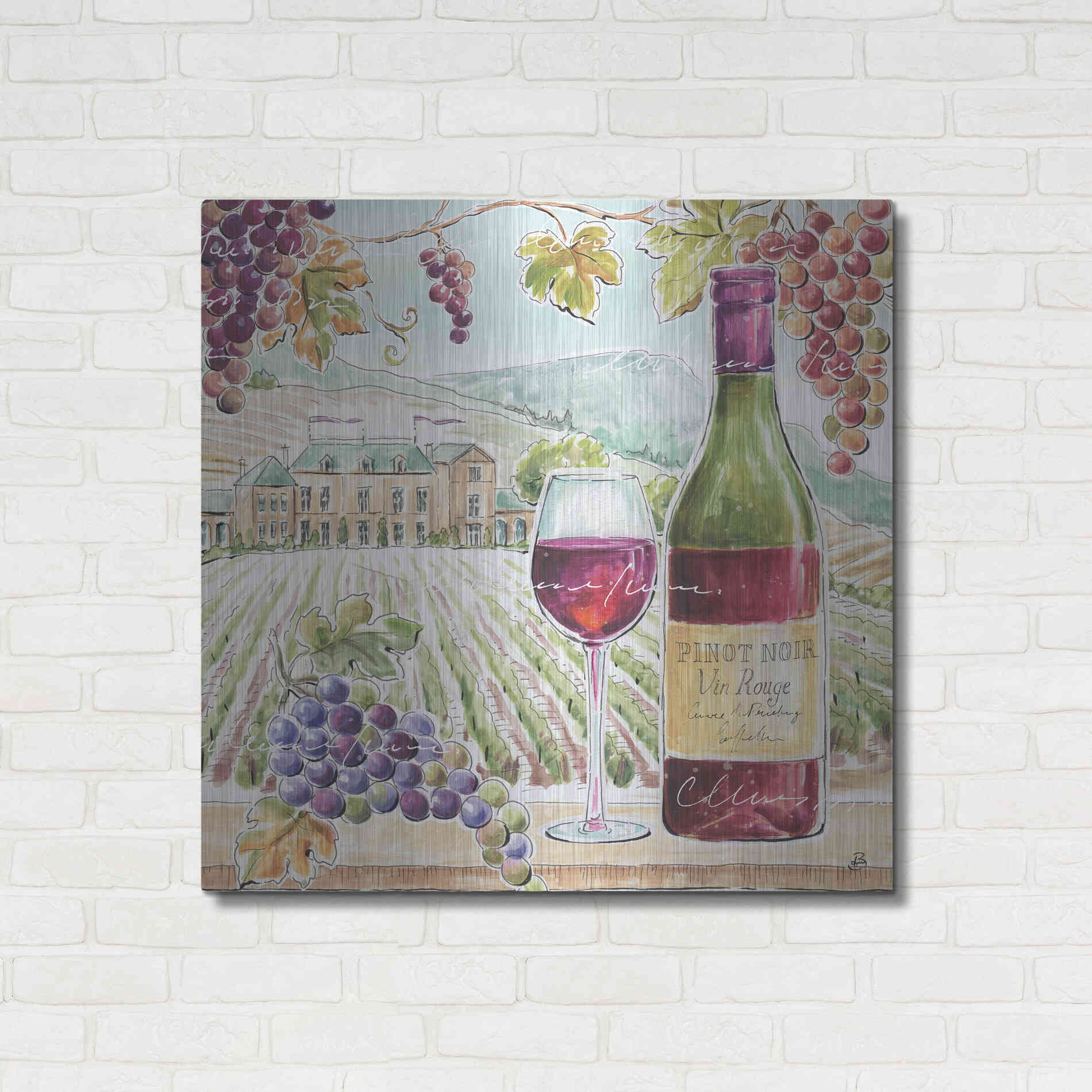 Luxe Metal Art 'Wine Country IV' by Daphne Brissonet, Metal Wall Art,36x36