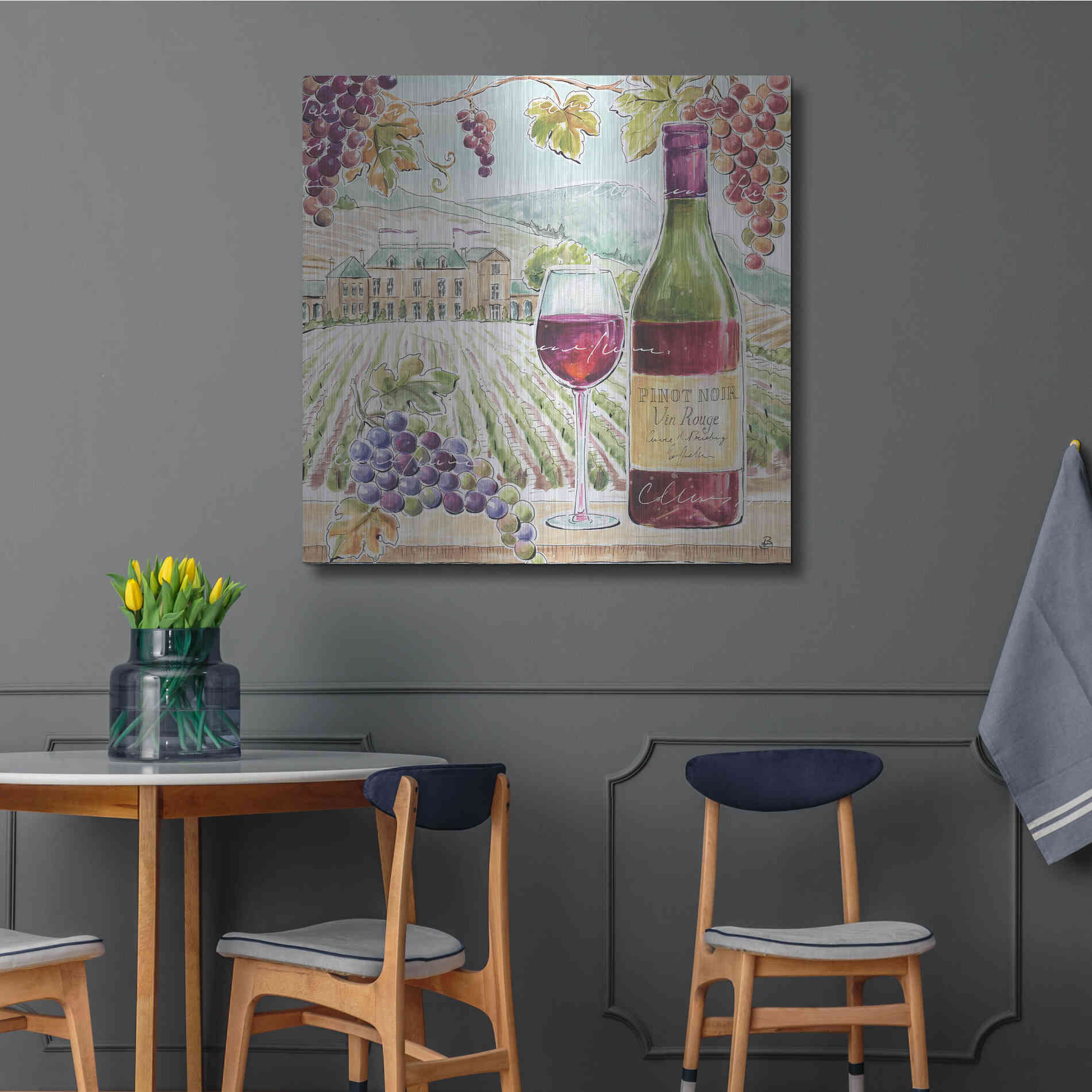 Luxe Metal Art 'Wine Country IV' by Daphne Brissonet, Metal Wall Art,36x36