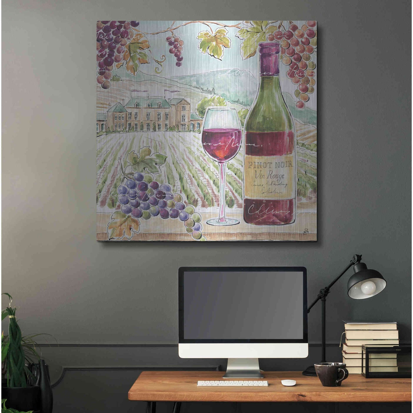 Luxe Metal Art 'Wine Country IV' by Daphne Brissonet, Metal Wall Art,36x36