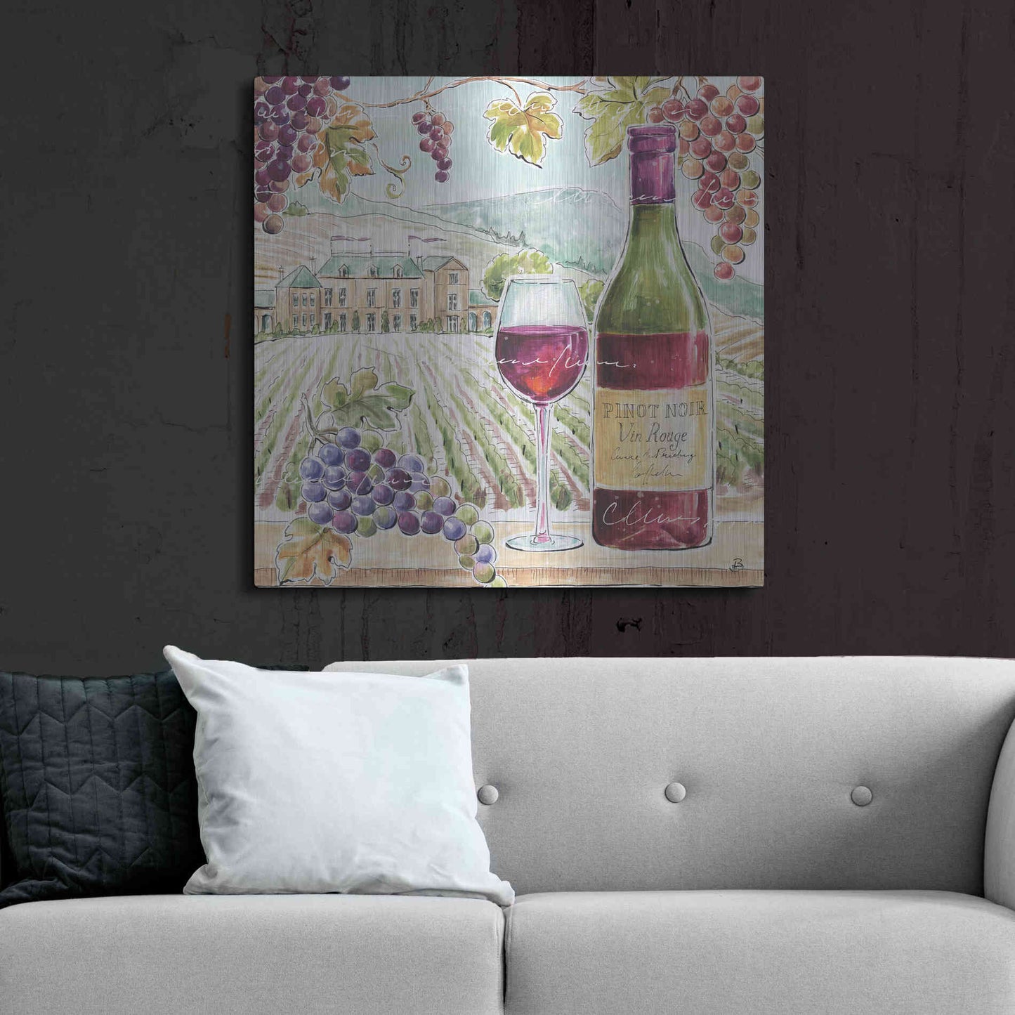 Luxe Metal Art 'Wine Country IV' by Daphne Brissonet, Metal Wall Art,36x36