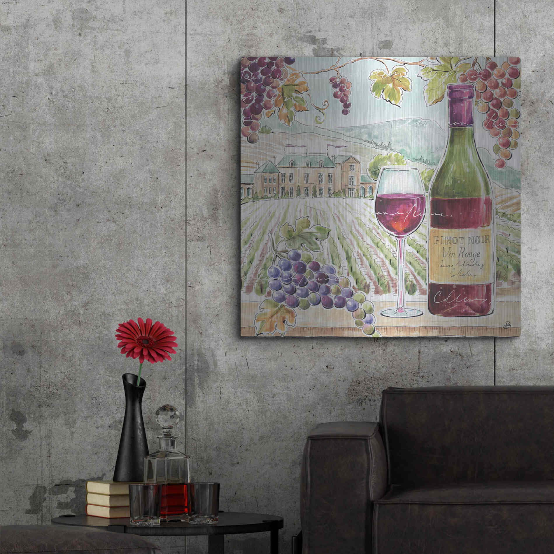 Luxe Metal Art 'Wine Country IV' by Daphne Brissonet, Metal Wall Art,36x36