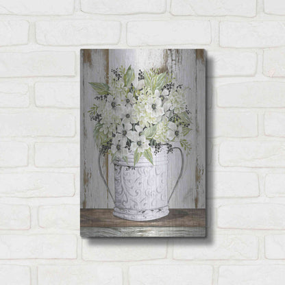 Luxe Metal Art 'White Floral Dreams' by Cindy Jacobs, Metal Wall Art,12x16