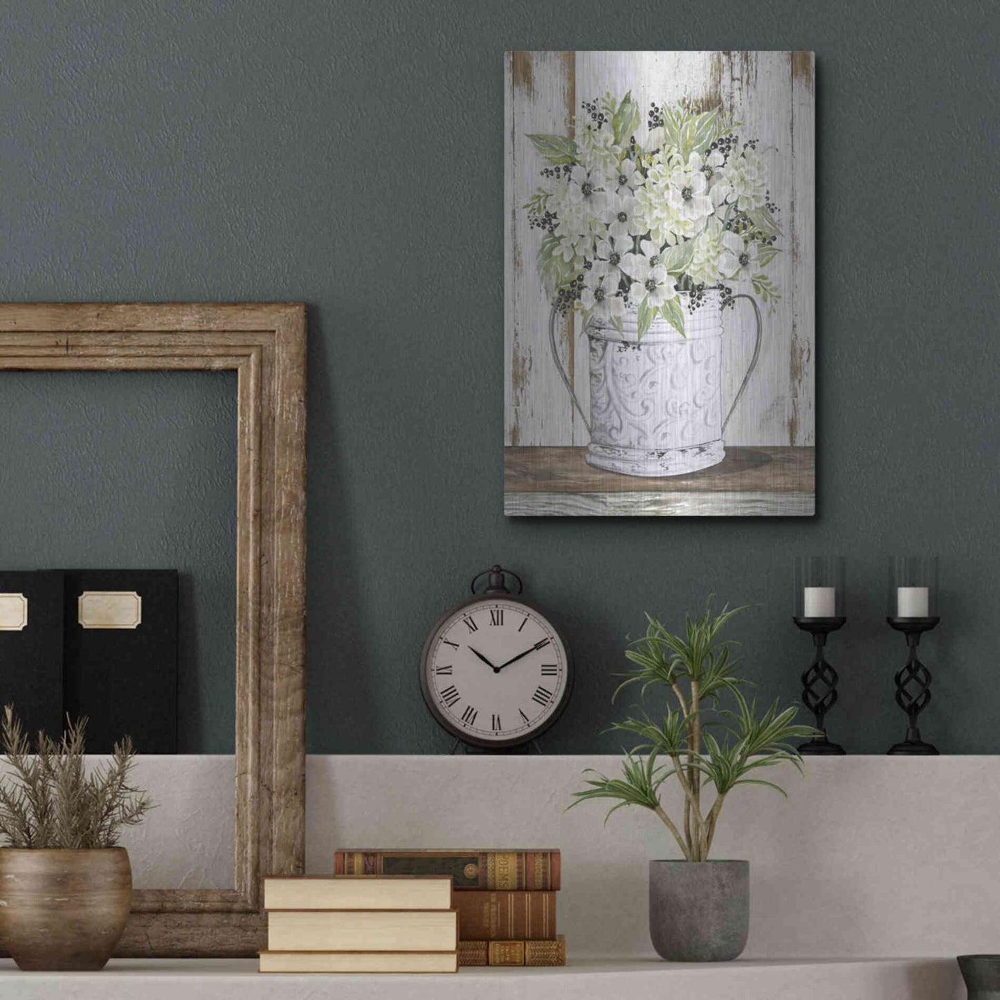 Luxe Metal Art 'White Floral Dreams' by Cindy Jacobs, Metal Wall Art,12x16
