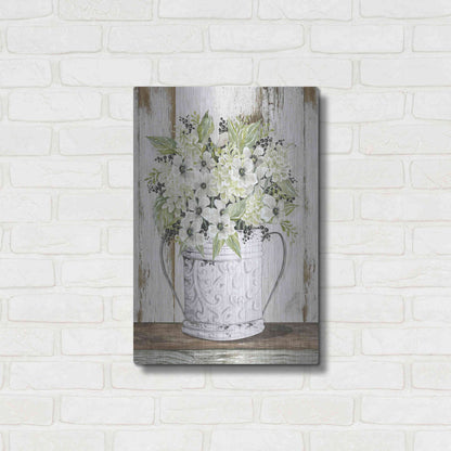 Luxe Metal Art 'White Floral Dreams' by Cindy Jacobs, Metal Wall Art,16x24