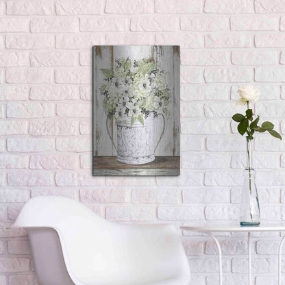 Luxe Metal Art 'White Floral Dreams' by Cindy Jacobs, Metal Wall Art,16x24