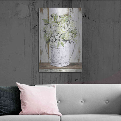 Luxe Metal Art 'White Floral Dreams' by Cindy Jacobs, Metal Wall Art,24x36