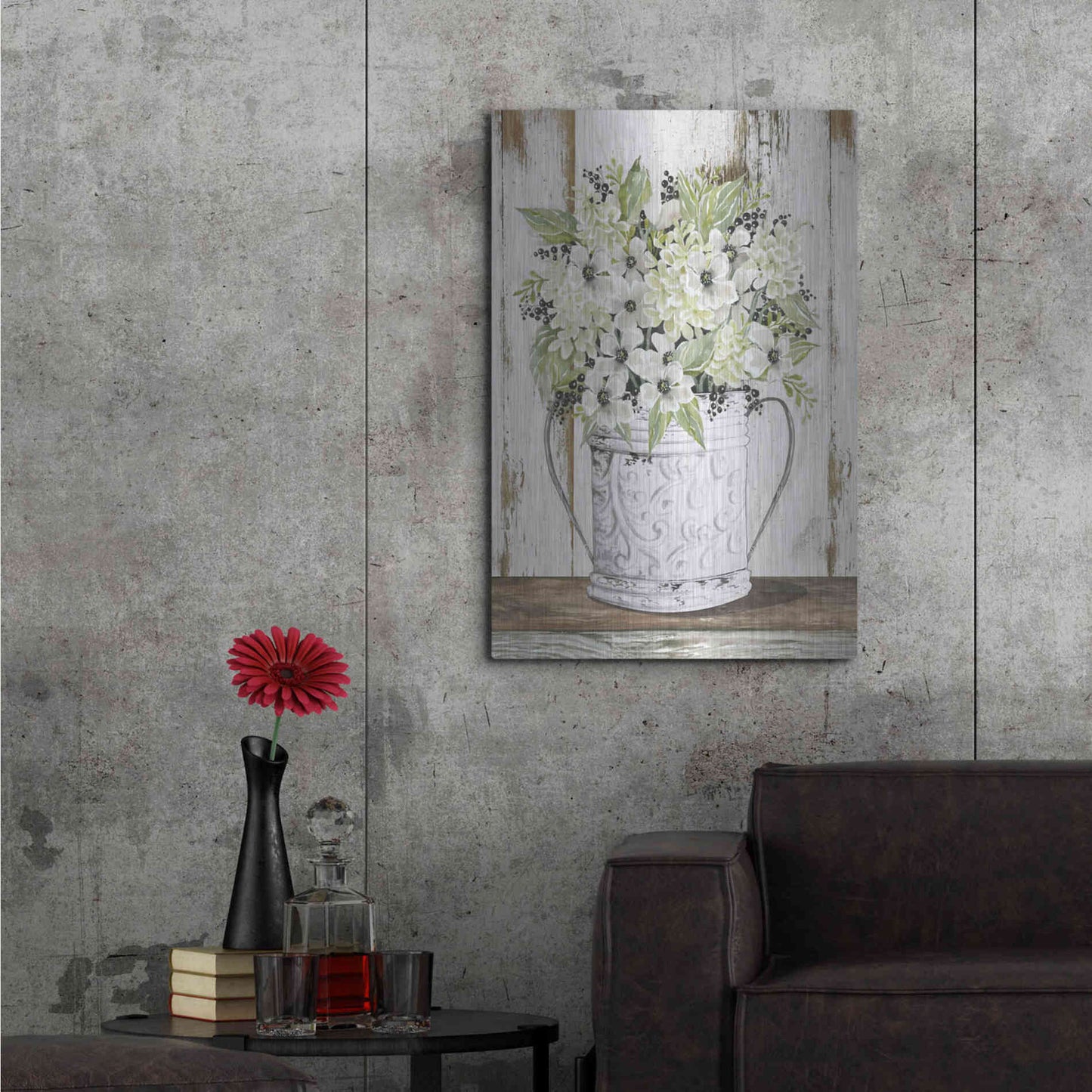 Luxe Metal Art 'White Floral Dreams' by Cindy Jacobs, Metal Wall Art,24x36