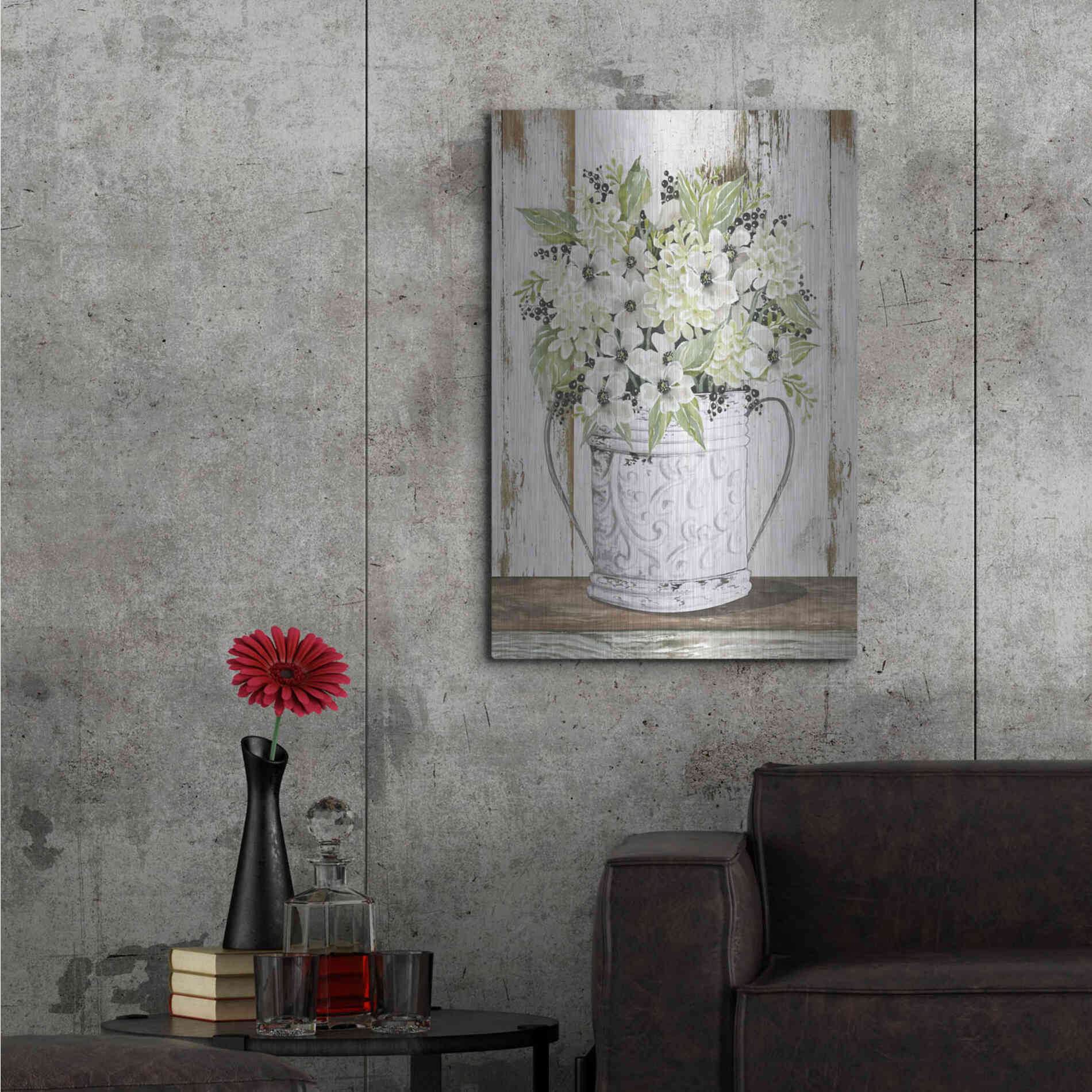 Luxe Metal Art 'White Floral Dreams' by Cindy Jacobs, Metal Wall Art,24x36