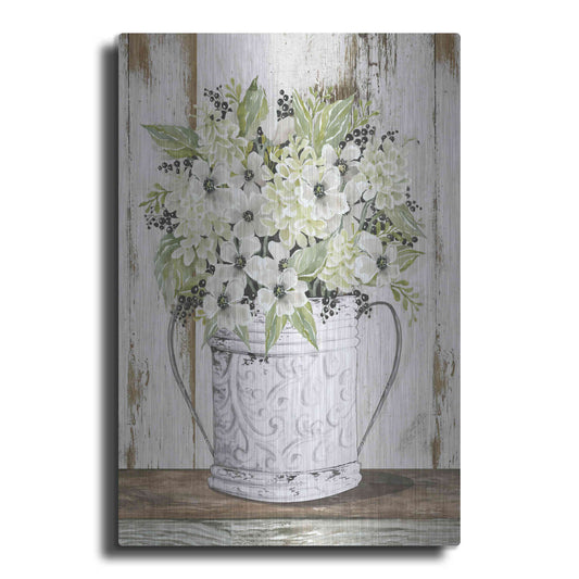 Luxe Metal Art 'White Floral Dreams' by Cindy Jacobs, Metal Wall Art