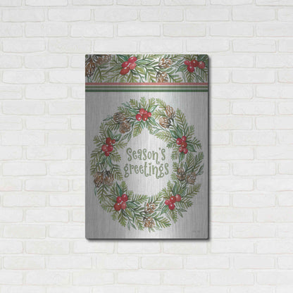 Luxe Metal Art 'Season's Greetings Wreath Design' by Cindy Jacobs, Metal Wall Art,24x36